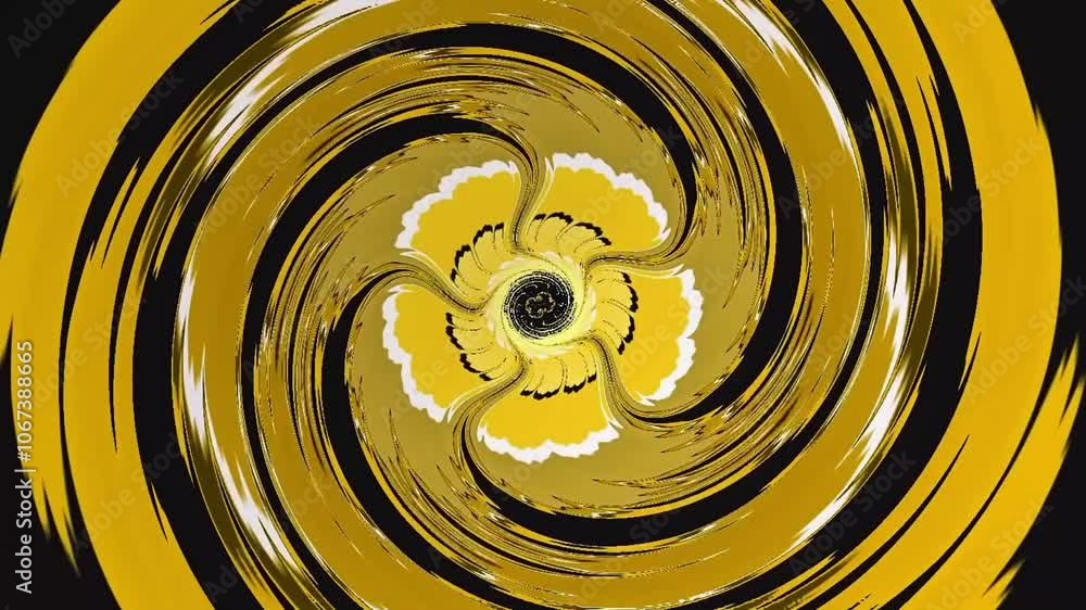 Canvas Prints abstract gold luxury flower fractal flowing on black background. modern loop able backdrop