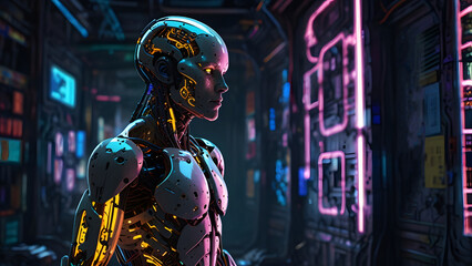 Future Hero ai  Robots, background Created with Generative AI technology.