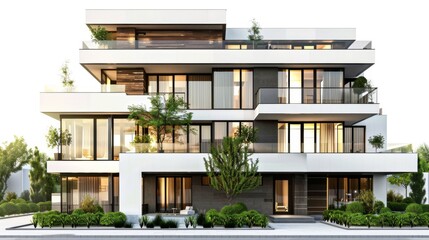 Modern Minimalist House Exterior Design with Balcony and Garden
