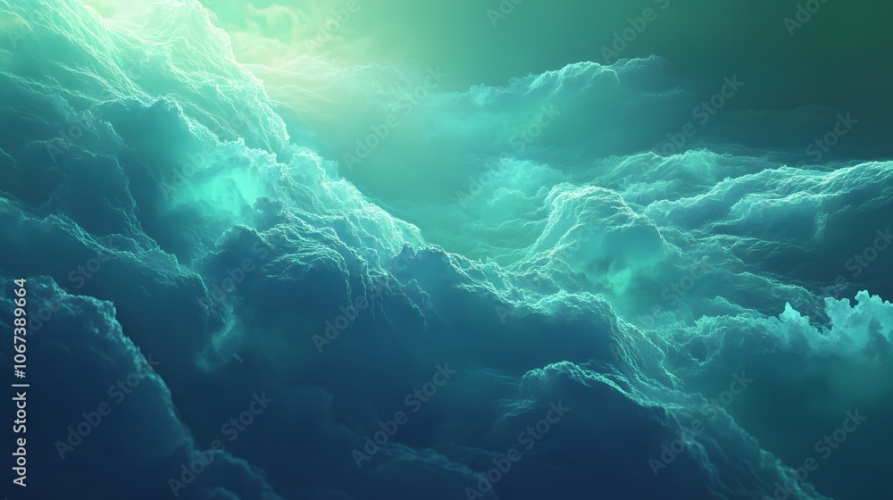 Poster abstract gradient of blue transitioning to green with light overlays, symbolizing the connection bet