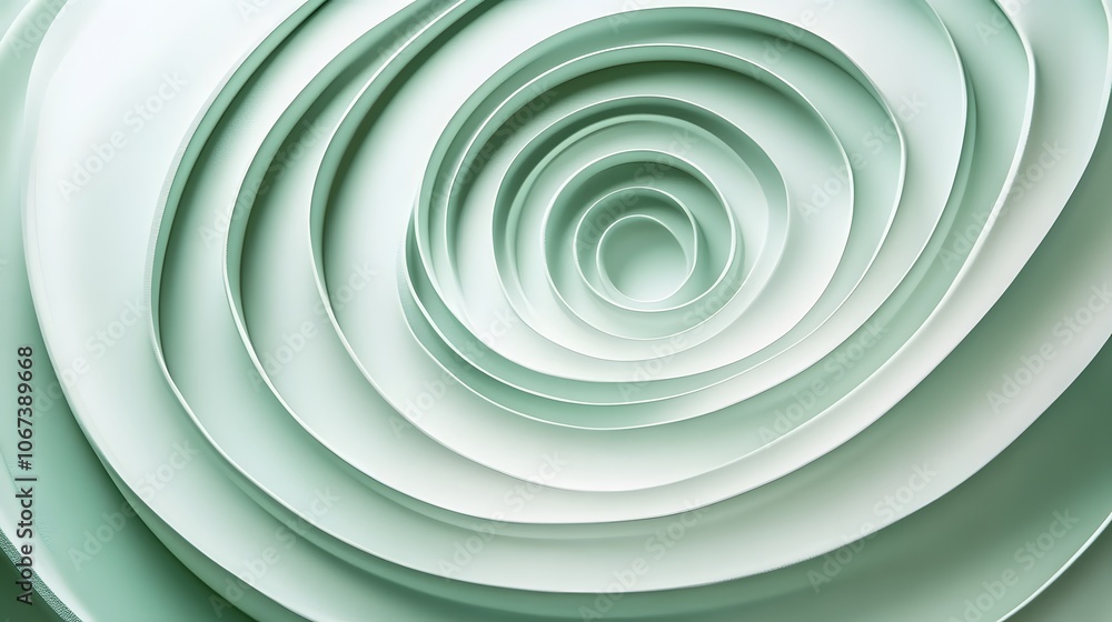 Aufkleber A minimalist abstract design with concentric circles in soft green tones, representing the concept of recycling and renewal, 4k resolution