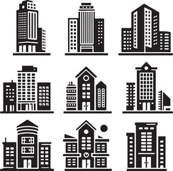 Set of building houses vector image