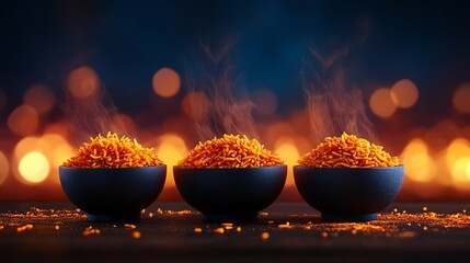 Koshari street serve, pyramids at sunset