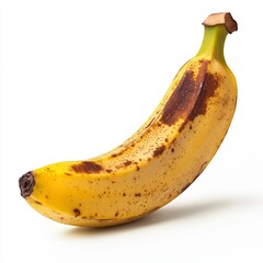 Ripe Fresh Banana on a Clean White Plate, Isolated on White