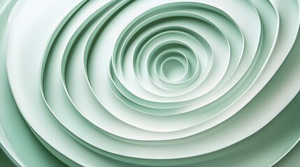 Fototapeta premium A minimalist abstract design with concentric circles in soft green tones, representing the concept of recycling and renewal, 4k resolution