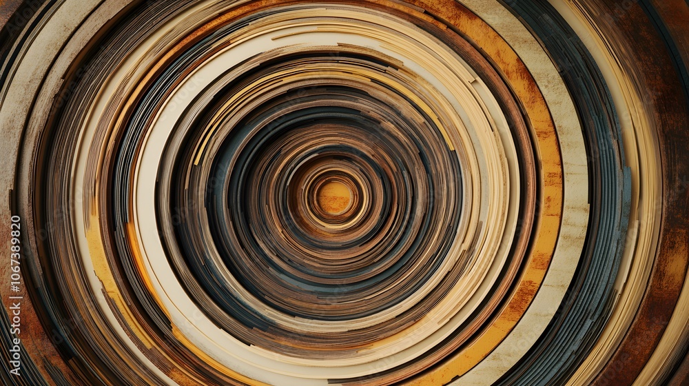 Poster Abstract lines forming a circular pattern in earthy tones, conveying the concept of ecological cycles and sustainability, 4k resolution