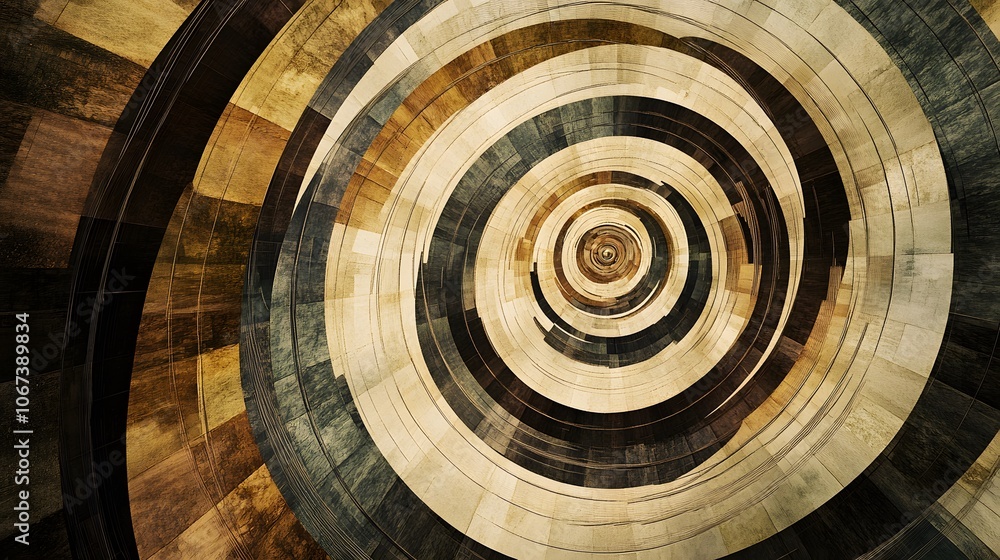 Poster Abstract lines forming a circular pattern in earthy tones, conveying the concept of ecological cycles and sustainability, 4k resolution