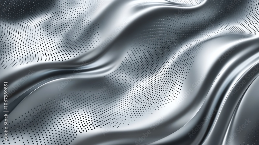 Aufkleber a smooth, metallic surface with flowing waves and dotted patterns.