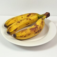Ripe Fresh Banana on a Clean White Plate, Isolated on White