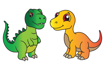 Obraz premium Cute dinosaur set vector illustration