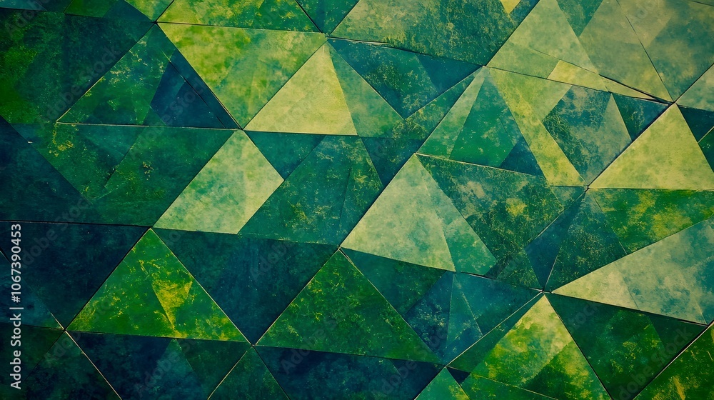 Aufkleber geometric patterns of overlapping triangles in green and blue, representing sustainable water and la