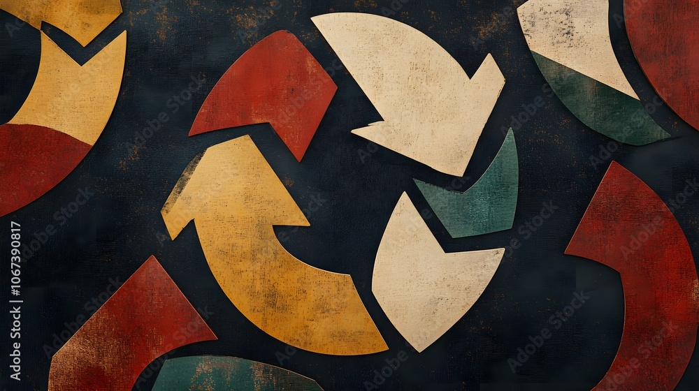 Poster Abstract image featuring overlapping circular arrows in earthy tones, emphasizing the concept of recycling and resource renewal, 4k resolution