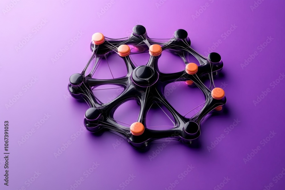 Poster a clean icon of interconnected nodes, representing a global network and the future of business conne