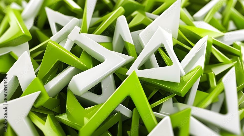 Poster Abstract background with green and white arrows forming an organic pattern, symbolizing the recycling process, 4k resolution