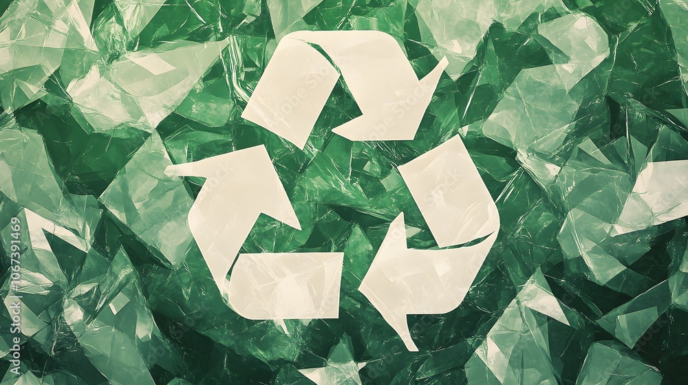 Poster Abstract background with green and white arrows forming an organic pattern, symbolizing the recycling process, 4k resolution