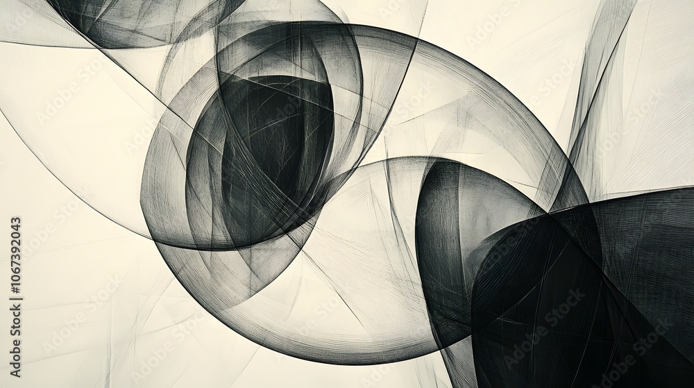 Aufkleber Abstract composition of layered circles and lines forming a fearless AI network, with high-contrast elements suggesting bold data analysis, 4k resolution