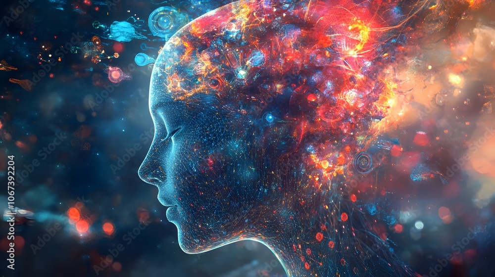 Poster Digital art showing AI algorithm pathways with luminous edges, symbolizing courage in handling complex datasets, 4k resolution