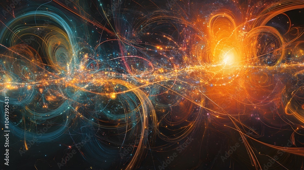 Poster Artistic depiction of fearless AI systems, with data lines expanding outward in fractal patterns, symbolizing exponential growth in intelligence, 4k resolution