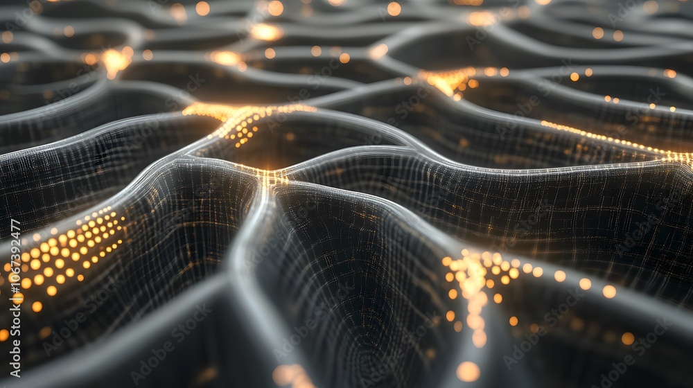 Poster Digital image of intricate, interconnected circuits forming a fearless AI network, representing the processing of vast, complex information, 4k resolution