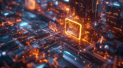 Obraz premium Artistic depiction of an AI algorithm as a glowing, complex structure, representing bold advancements in machine learning, 4k resolution