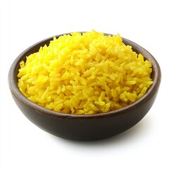 Yellow Rice (Nasi Kuning) - Traditional Indonesian Dish Isolated on White Background