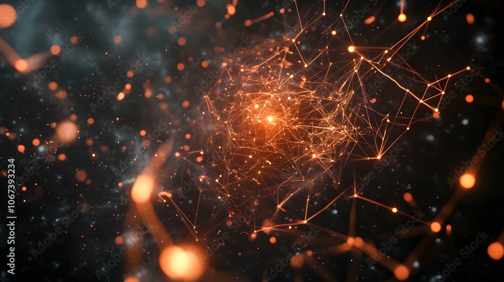 Poster Artistic rendering of fearless AI connections as looping lines and nodes, evoking resilience and ongoing intelligence, 4k resolution