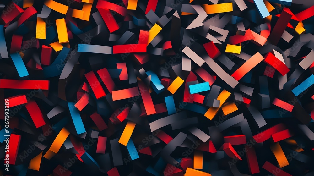 Poster Abstract illustration of an AI algorithm as interwoven shapes with bright accents, symbolizing fearless data integration, 4k resolution