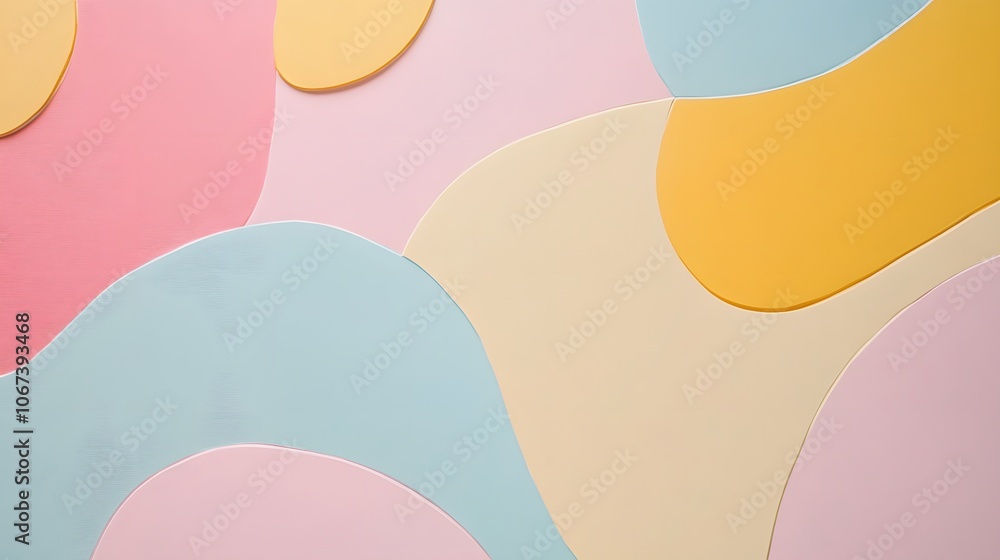 Poster friendly abstract background featuring soft pastels and rounded shapes, giving a welcoming and gentl