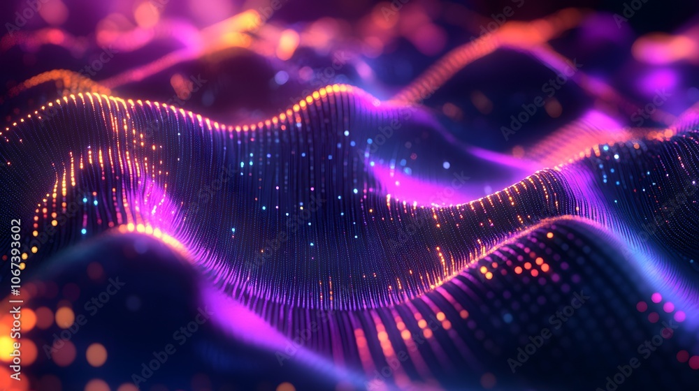 Fototapete Playful abstract design with bouncing dots and waves in vibrant hues, creating a lighthearted and energetic ambiance, 4k resolution
