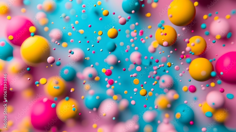 Poster Playful and fun abstract design with cheerful colors and geometric shapes scattered across, creating a light and funny vibe, 4k resolution