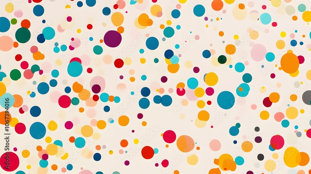 Poster Abstract background filled with playful polka dots and lines in a mix of bright colors, creating an energetic and fun vibe, 4k resolution