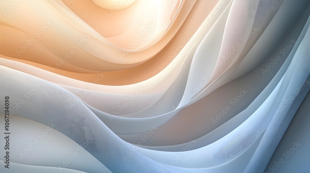 Poster Abstract design with pastel stripes and playful curves, providing a soft and friendly atmosphere, 4k resolution
