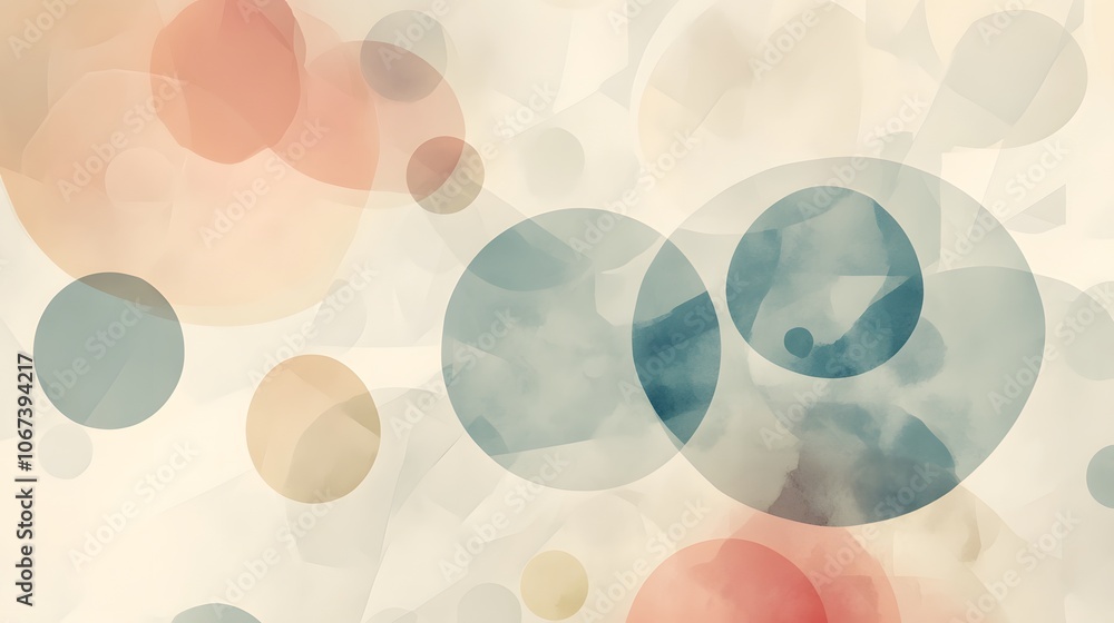 Poster gentle abstract background with pastel circles and lines, creating a kind and approachable feel, 4k 