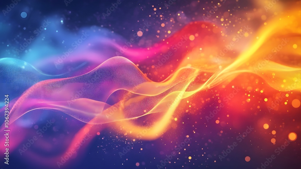 Poster Vibrant abstract background with colorful waves and dots, exuding a playful and humorous tone, 4k resolution