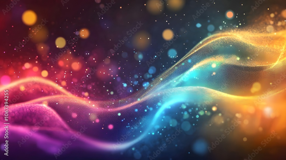 Poster Vibrant abstract background with colorful waves and dots, exuding a playful and humorous tone, 4k resolution