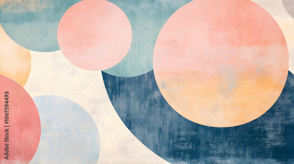 Poster Friendly abstract design with soothing pastel colors and circular patterns, making the scene feel kind and cheerful, 4k resolution