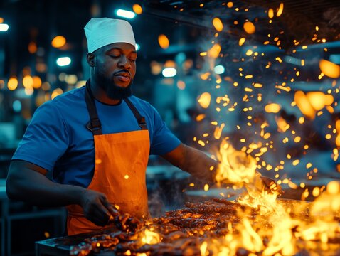 Suya spiced skewers, Abuja night market scene