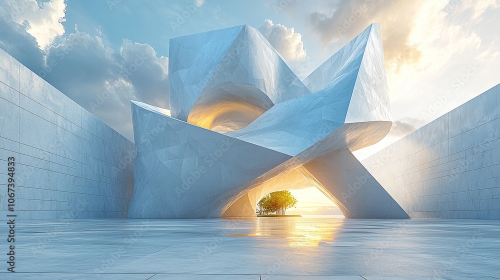 Poster explore the innovative design of modern architecture through stunning abstract structures