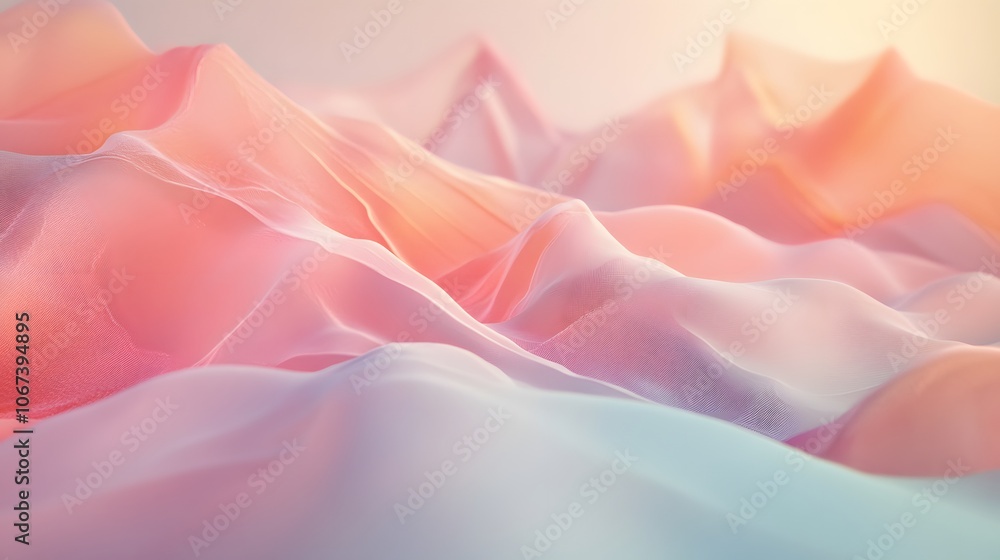 Poster soft and inviting abstract background with gentle curves and warm pastel tones, giving a friendly an