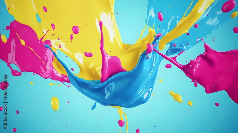 Aufkleber Lively abstract background with vibrant color splashes and dynamic patterns, creating a fun and humorous mood, 4k resolution