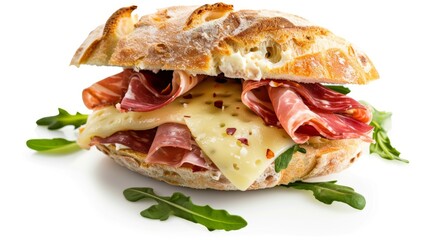 Delicious Prosciutto and Cheese Sandwich with Arugula