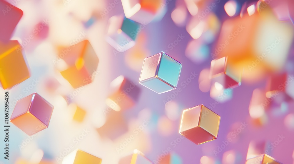 Poster Abstract visualization of machine learning layers as floating hexagons in gradient colors, representing layered data analysis, 4k resolution