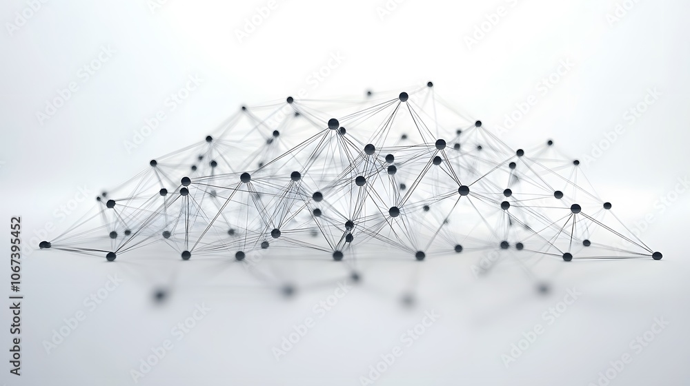 Fototapete Abstract portrayal of an advanced ML algorithm, with symmetrical lines and dots forming an intricate neural network, 4k resolution