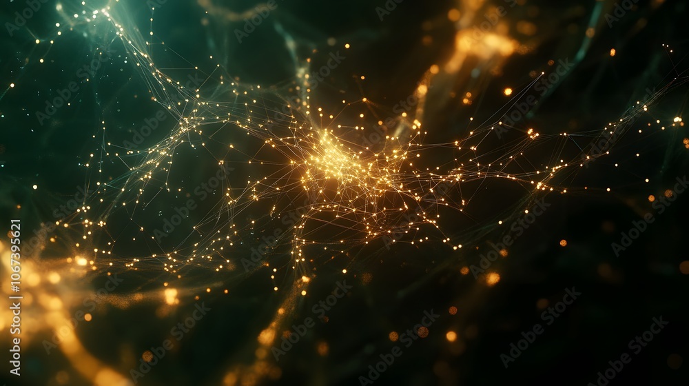 Poster Abstract network of glowing nodes and lines symbolizing an advanced machine learning model capable of complex decision-making, 4k resolution