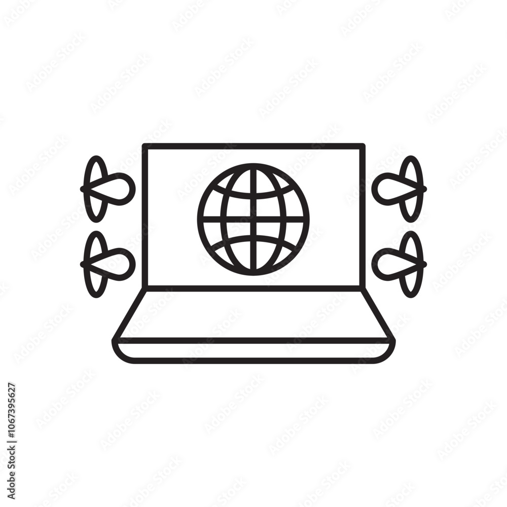 Poster ddos icon simple black line style.