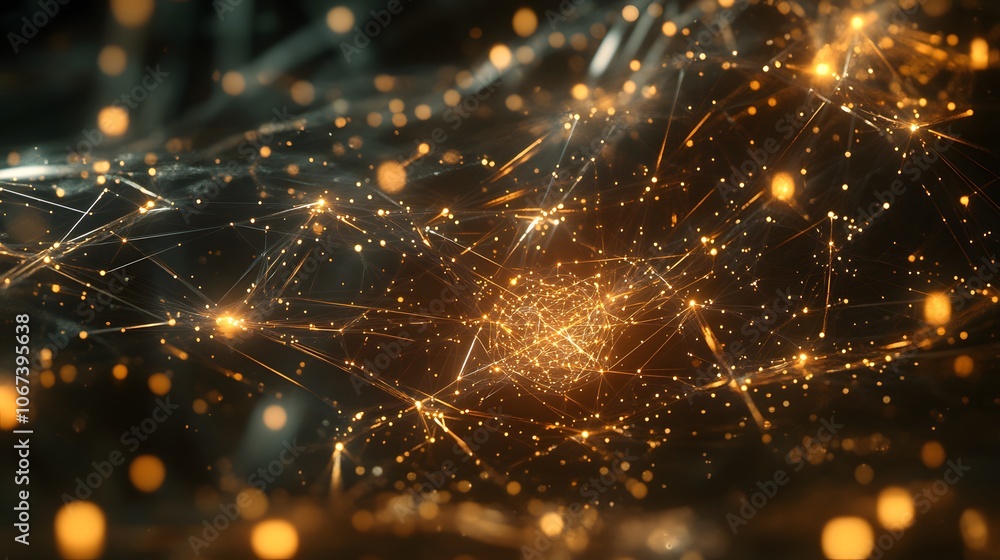 Poster Abstract network of glowing nodes and lines symbolizing an advanced machine learning model capable of complex decision-making, 4k resolution
