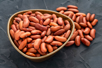 Phaseolus vulgaris - Raw dried beans in bowl.
