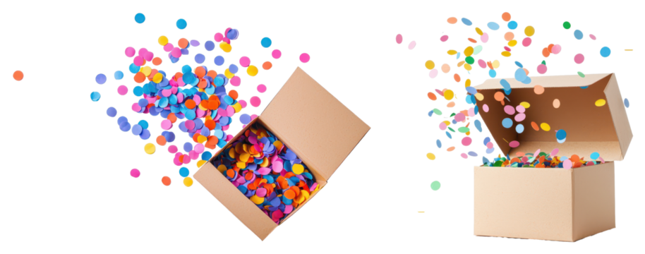 Celebrate every moment with a joyful confetti surprise from an open gift box