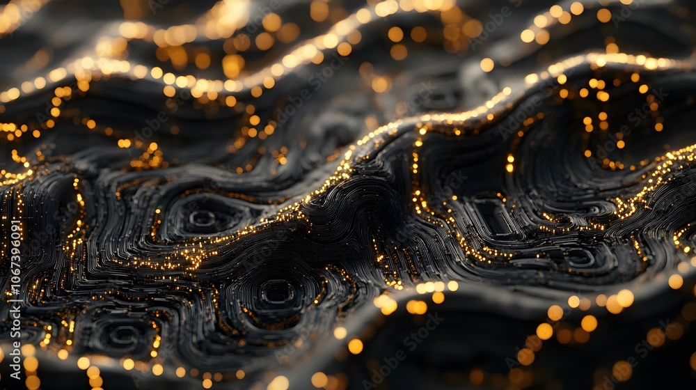 Poster Depiction of machine learning pathways as flowing circuits, symbolizing continuous processing and adaptive algorithms, 4k resolution