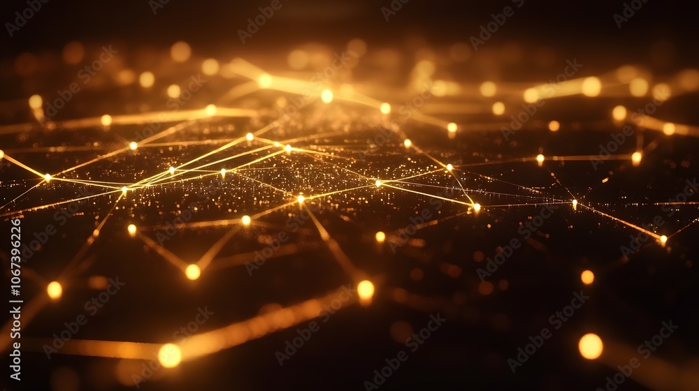 Fototapete Futuristic abstract design of a machine learning algorithm with radiant nodes forming interconnected grids, illustrating precision and power, 4k resolution